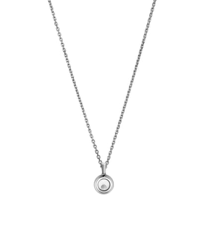 HAPPY PEDANT SILVER DIAMOND NECKLACE