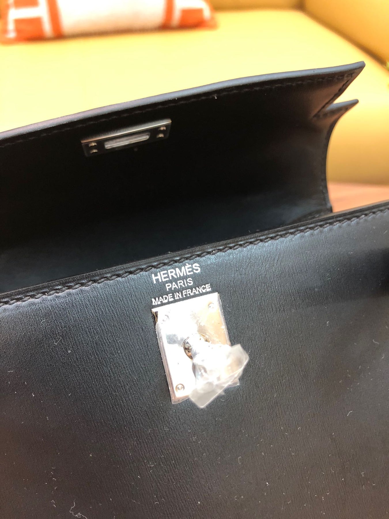 KELLY MINI 20 BAG IN BLACK SMOOTH CALFSKIN WITH SILVER HARDWARE