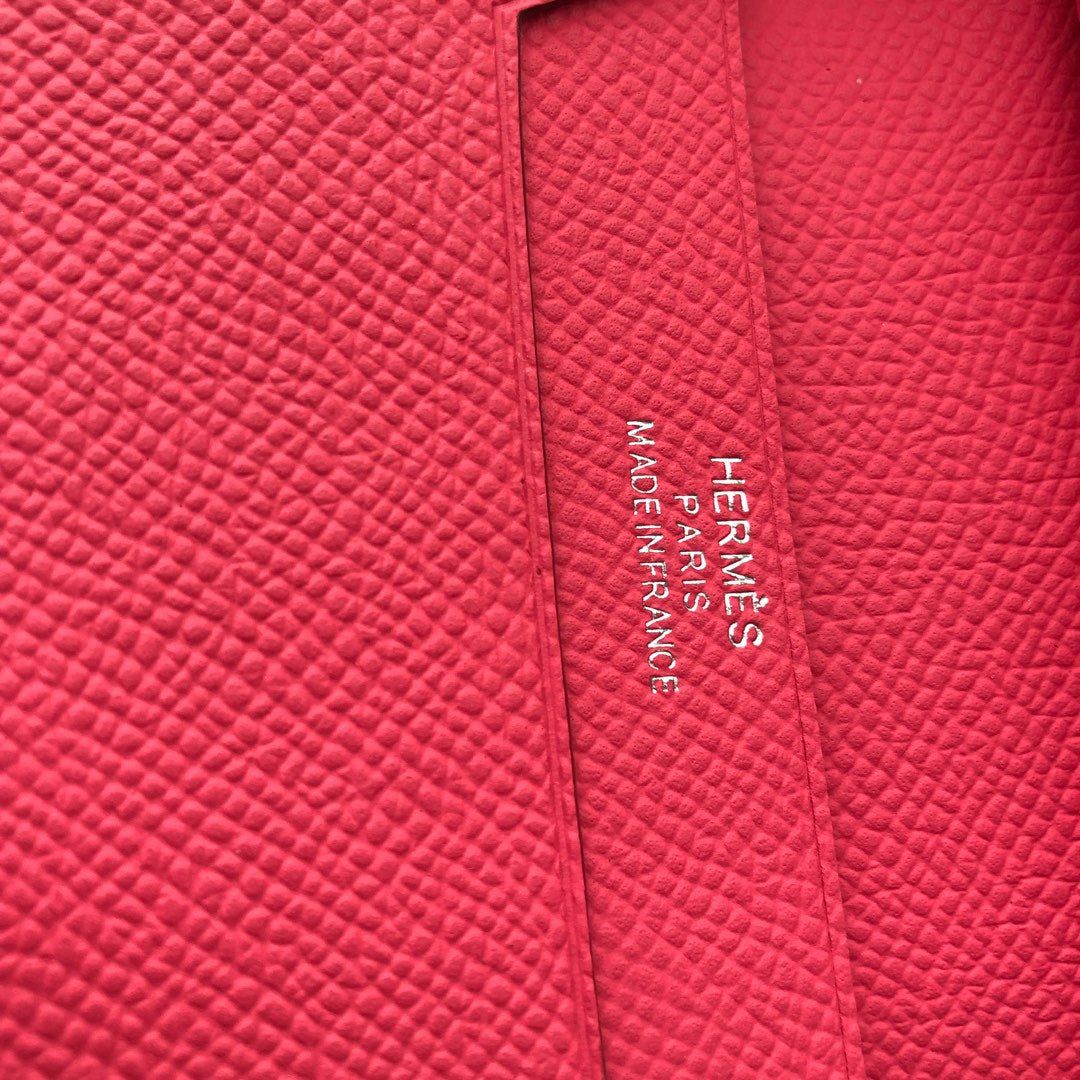 BEARN COMPACT WALLET 12 IN WATERMELON PINK EPSOM LEATHER