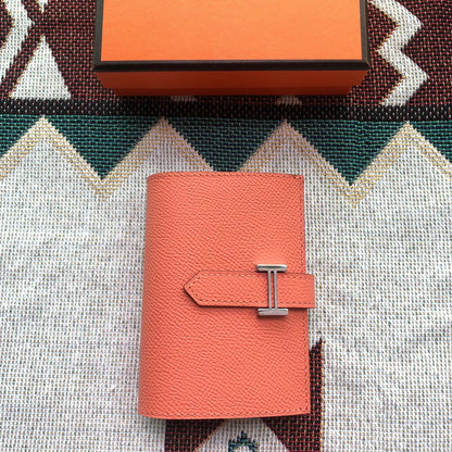 BEARN COMPACT WALLET 12 IN PUMPKIN ORANGE EPSOM LEATHER
