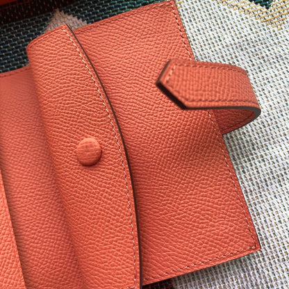 BEARN COMPACT WALLET 12 IN PUMPKIN ORANGE EPSOM LEATHER
