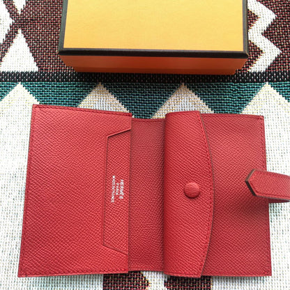 BEARN COMPACT WALLET 12 IN CRIMSON RED EPSOM LEATHER