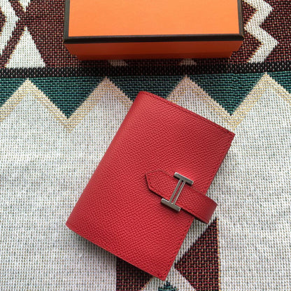 BEARN COMPACT WALLET 12 IN CRIMSON RED EPSOM LEATHER