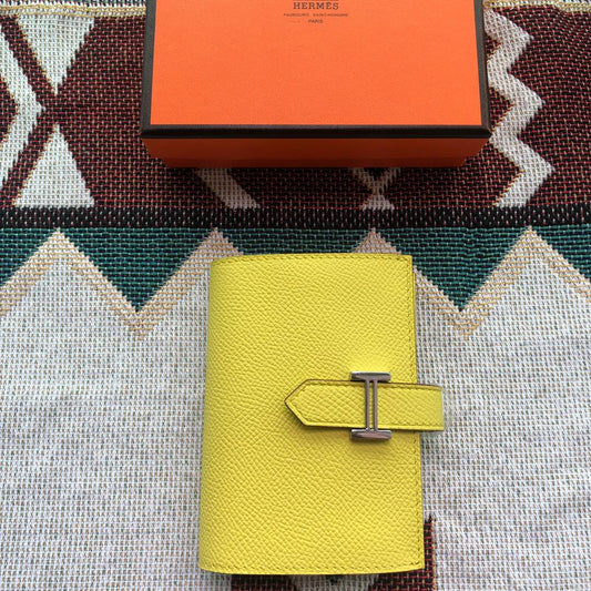BEARN COMPACT WALLET 12 IN SUNSHINE YELLOW EPSOM LEATHER