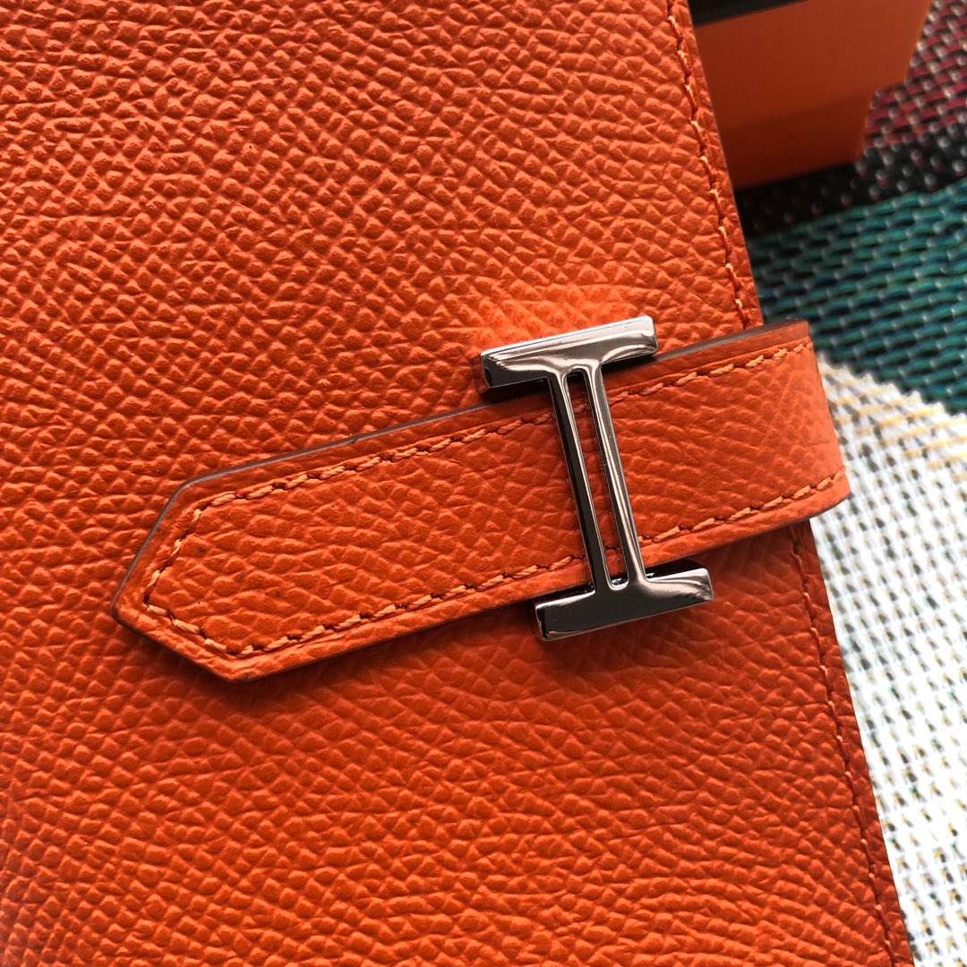 BEARN COMPACT WALLET 12 IN SALAMANDER ORANGE EPSOM LEATHER