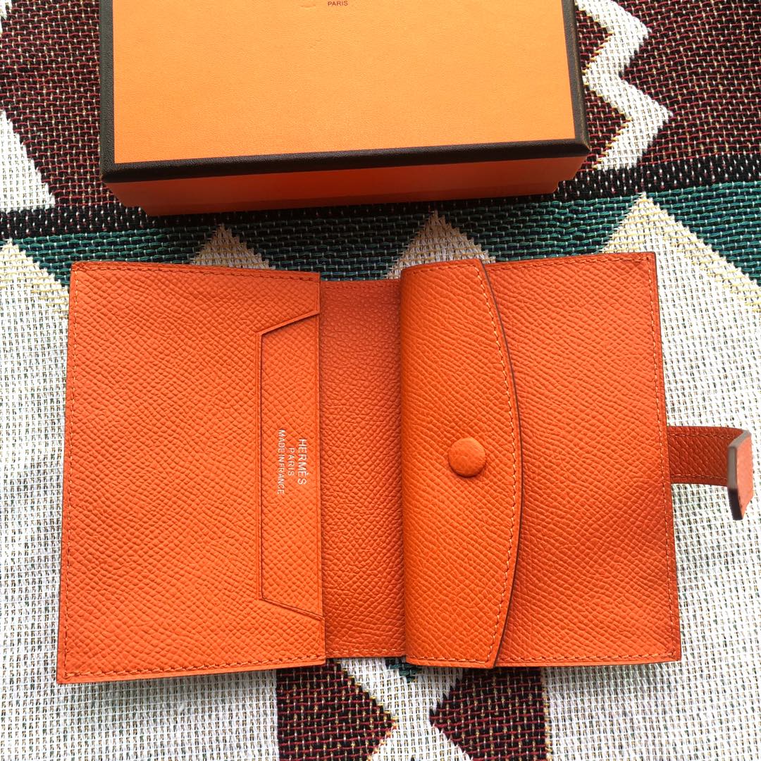 BEARN COMPACT WALLET 12 IN SALAMANDER ORANGE EPSOM LEATHER