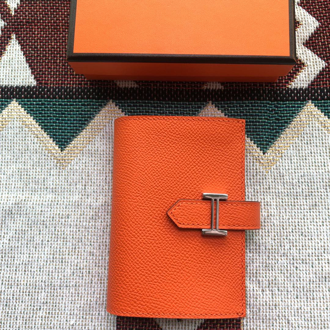 BEARN COMPACT WALLET 12 IN SALAMANDER ORANGE EPSOM LEATHER