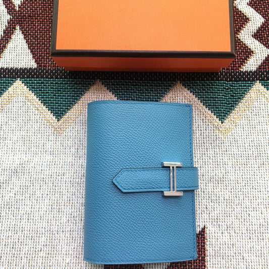 BEARN COMPACT WALLET 12 IN OCEAN BLUE EPSOM LEATHER