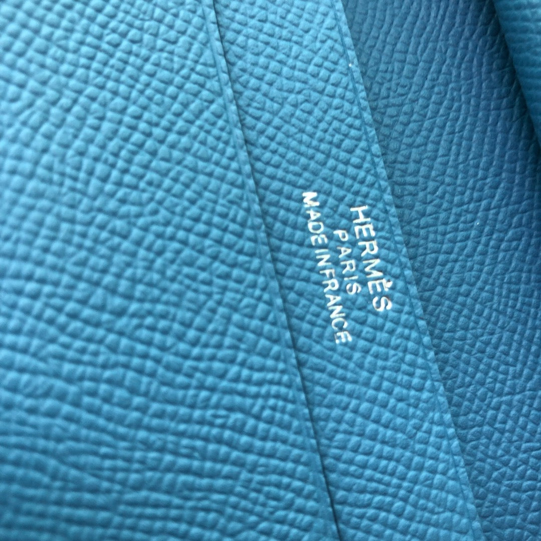 BEARN COMPACT WALLET 12 IN OCEAN BLUE EPSOM LEATHER