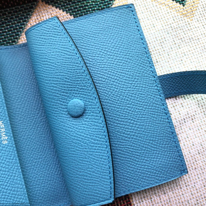 BEARN COMPACT WALLET 12 IN OCEAN BLUE EPSOM LEATHER