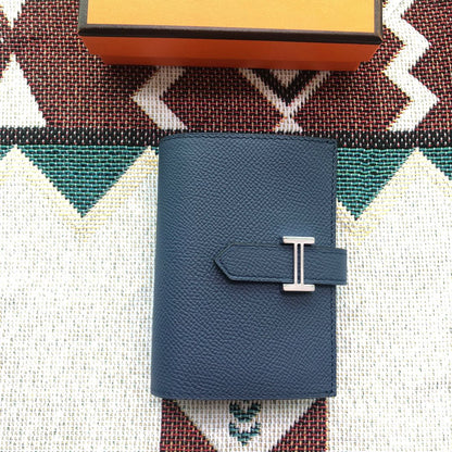 BEARN COMPACT WALLET 12 IN PRUSSIAN BLUE EPSOM LEATHER