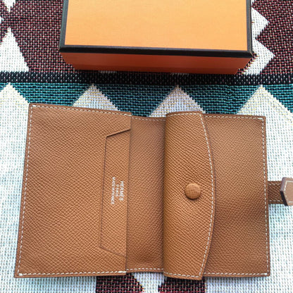 BEARN COMPACT WALLET 12 IN BRONZE BROWN EPSOM LEATHER
