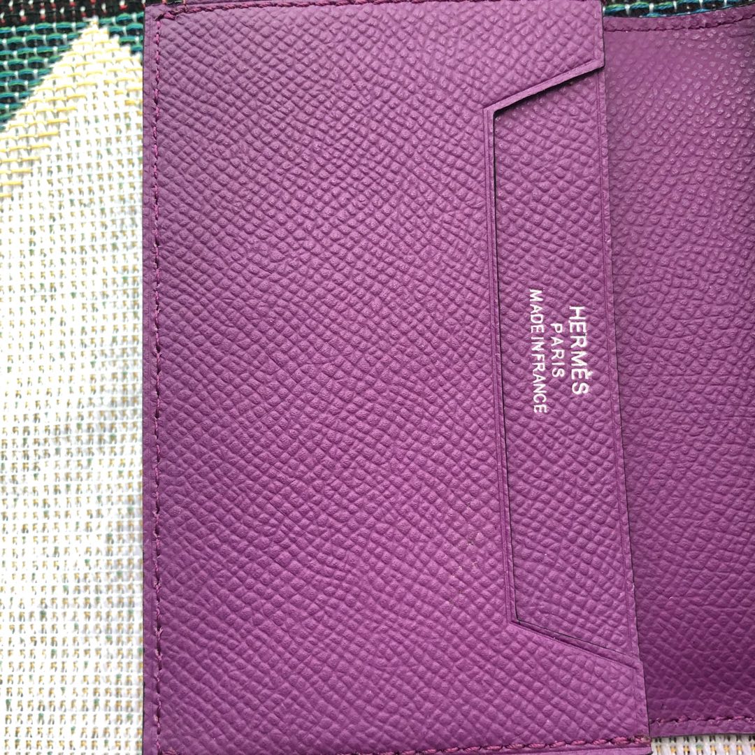 BEARN COMPACT WALLET 12 IN VIOLET PURPLE EPSOM LEATHER