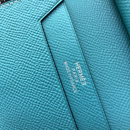 BEARN COMPACT WALLET 12 IN TEAL BLUE EPSOM LEATHER