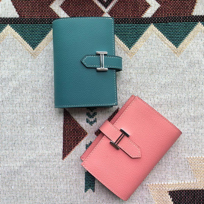 BEARN COMPACT WALLET 12 IN BLUSH PINK EPSOM LEATHER