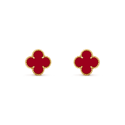 CLOVER MEDIUM CARNELIAN PINK GODL EARRINGS