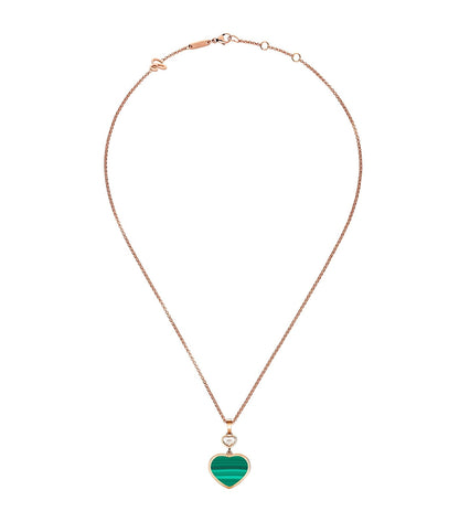 HAPPY HEART MALACHITE NECKLACE PINK GOLD DIAMOND