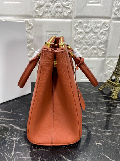 PRA GALLERIA 32 BAG IN BRONZE ORANGE SAFFIANO LEATHER