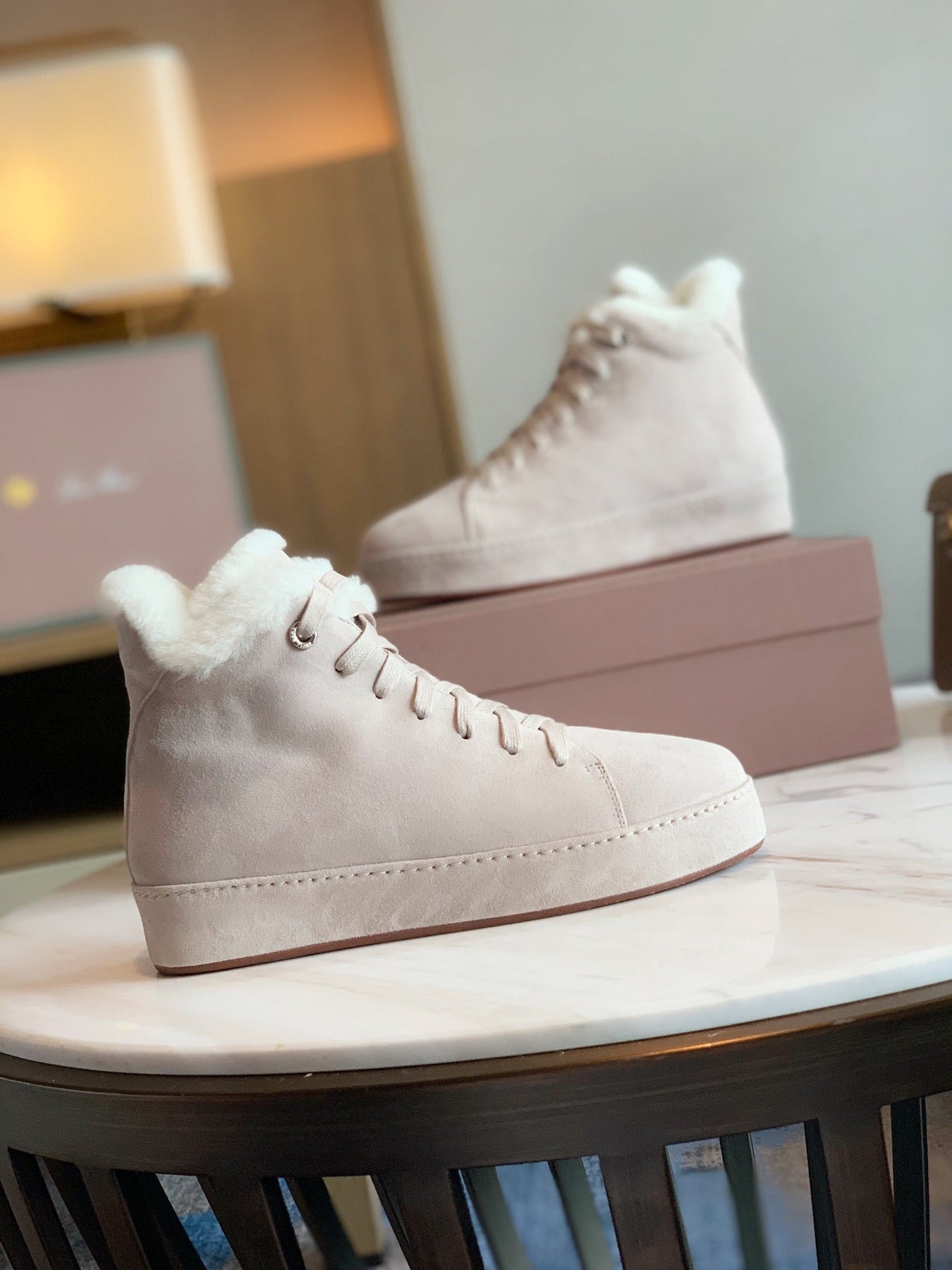 LP WINTER NUAGES HIGH SNEAKERS CREAMY WHITE LAMBSKIN