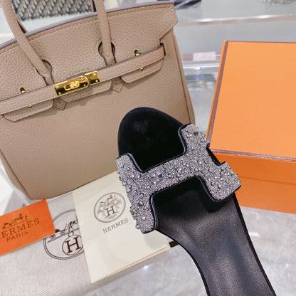 PREMIERE 70 SANDAL IN BLACK SUEDE WITH WHITE CRYSTALS