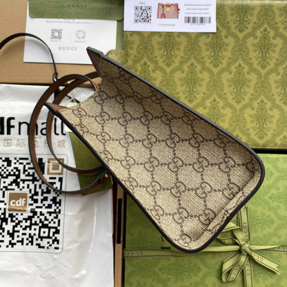 GG PADLOCK MEDIUM 26 SHOULDER BAG BEIGE CANVAS AND BROWN CALFSKIN