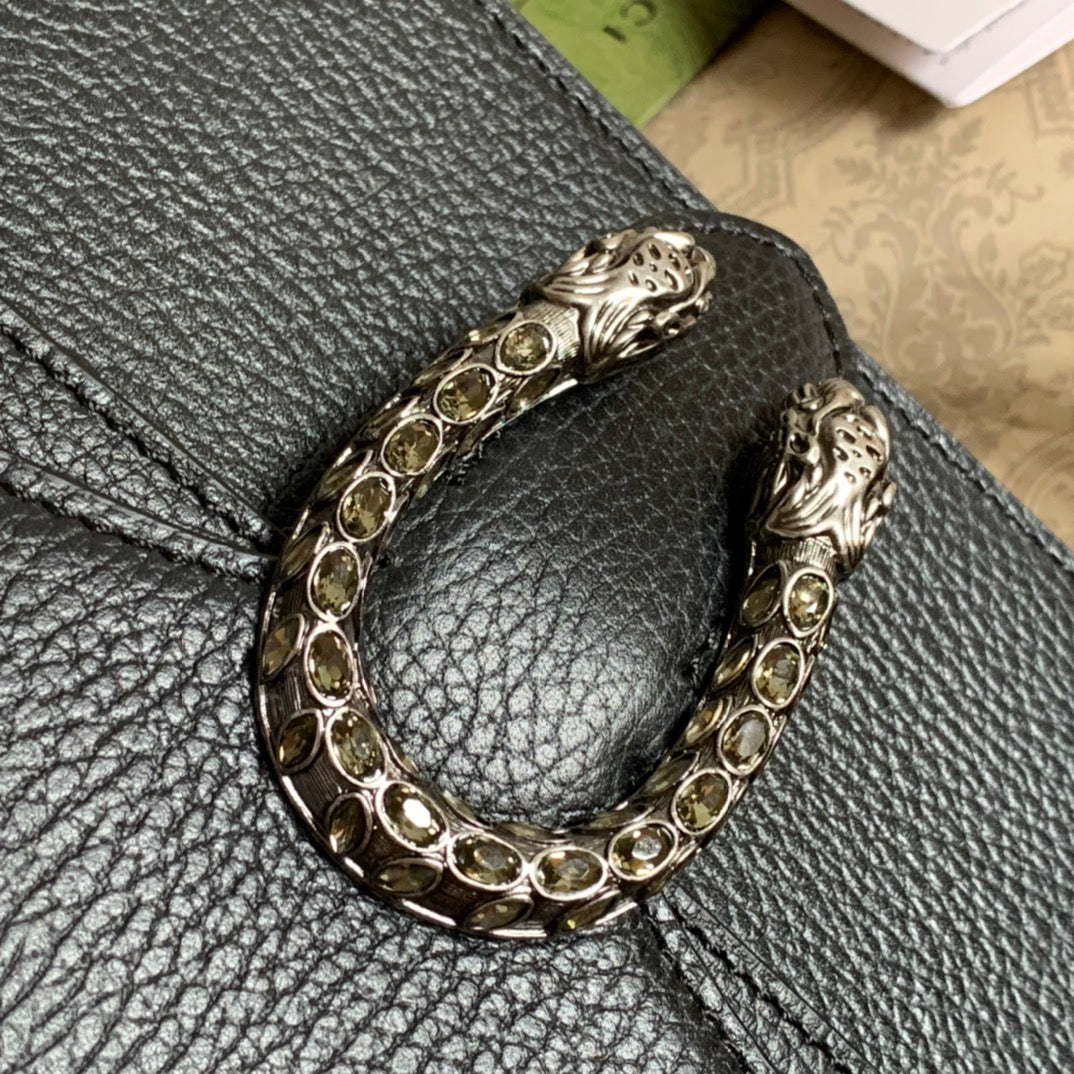 DYONYSUS SHOULDER BAG 20 IN BLACK CALFSKIN SILVER HARDWARE