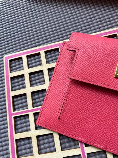 HM Kelly Pocket 13.5 Dark Pink Epsom Ghw