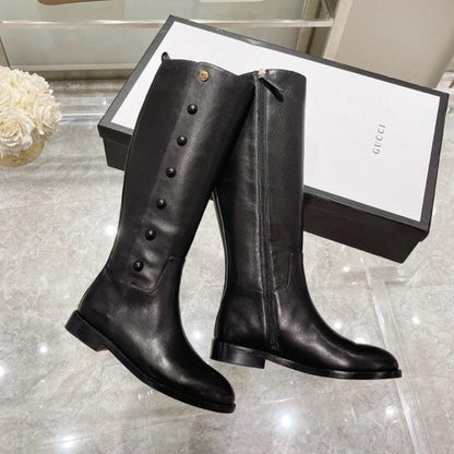 GG CLASSIC KNEE HIGH BOOTS IN BLACK IMPORTED CALFSKIN