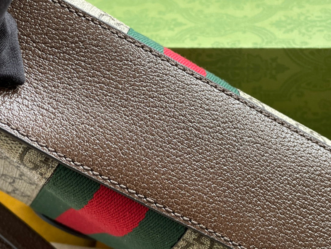 OPHIDIA GG MEDIUM 23 SHOULDER BAG BEIGE AND EBONY SUPREME CANVAS