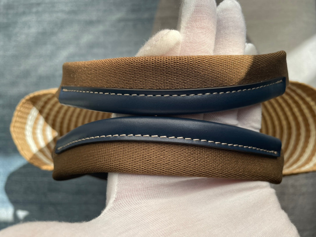 LAGRE WOODY TOTE BAG 48 IN BROWN AND WHITE FIBERS BROWN WEBBING BLACK CALFSKIN