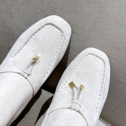LP CHARMS ANKLE BOOTS METAL LOCK WHITE SUEDE
