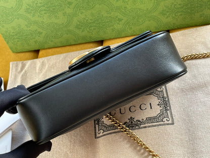 GG MARMONT MINI 16 BAG IN BLACK CALFSKIN