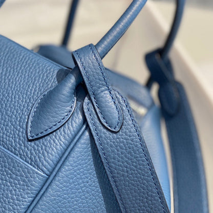 HM LINDY 30 BAG IN LYNCH BLUE CALFSKIN SILVER HARDWARE