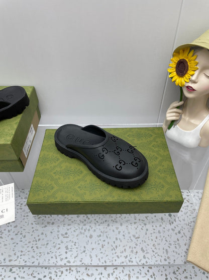 GG PLATFORM PERFORATED G SANDAL BLACK IP FOAM