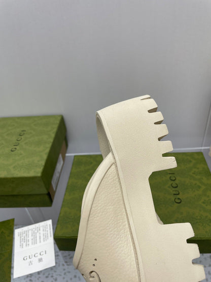 GG PLATFORM PERFORATED G 55 SANDAL CREAM IP FOAM