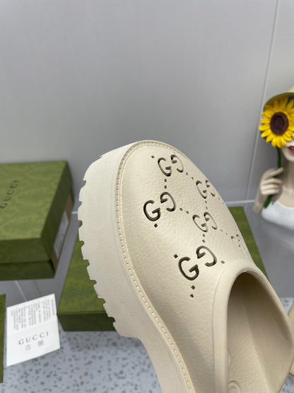 GG PLATFORM PERFORATED G 55 SANDAL CREAM IP FOAM