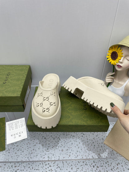 GG PLATFORM PERFORATED G 55 SANDAL CREAM IP FOAM