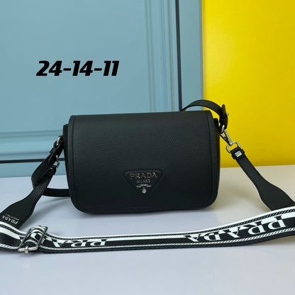 PRA 24 BAG WITH STRAP IN BLACK CALFSKIN