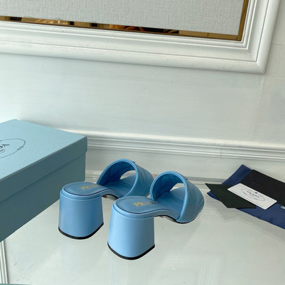 PRA QUILTED NAPPA HEELED SANDALS SKY LAMBSKIN