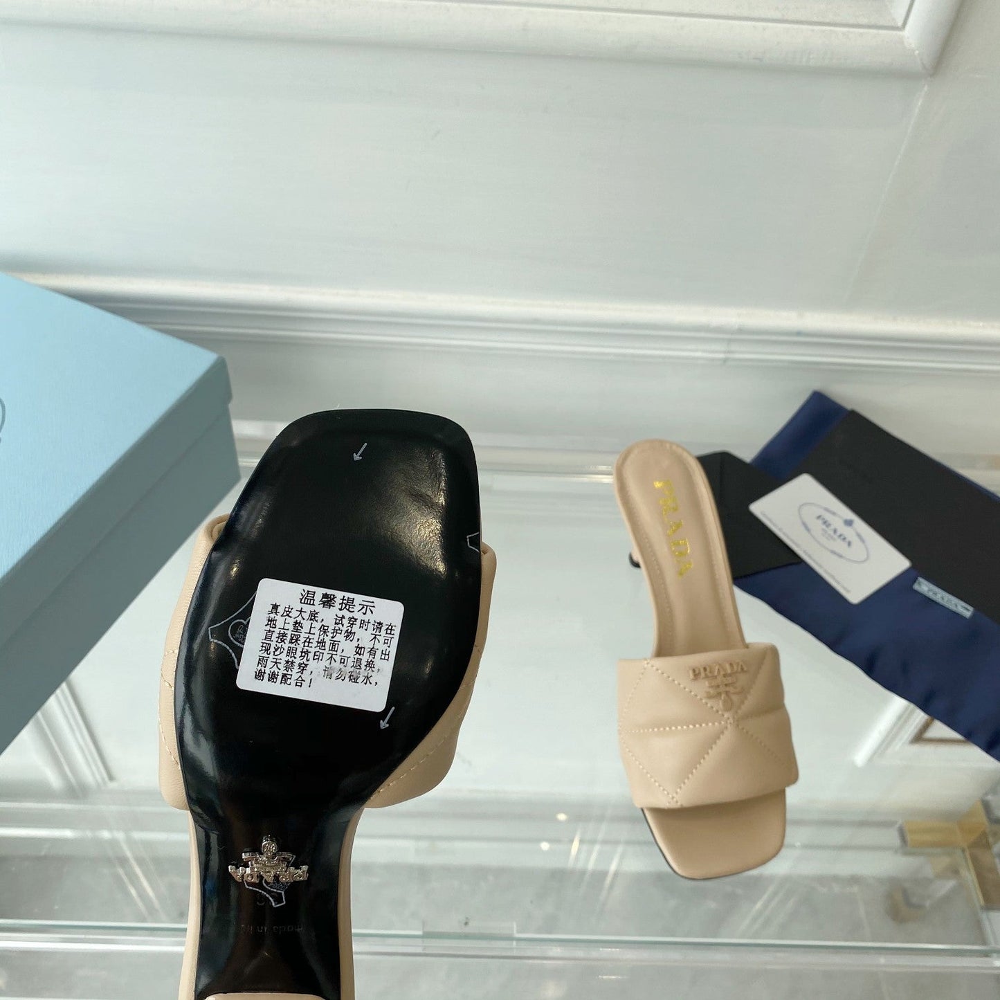 PRA QUILTED HIGH HEELS SANDALS 65 BEIGE LAMBSKIN