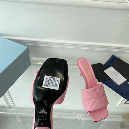 PRA QUILTED HIGH HEELS SANDALS 65 PINK LAMBSKIN