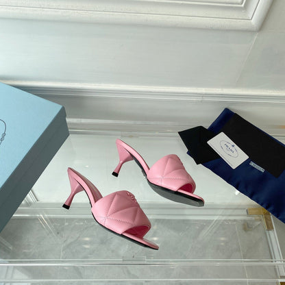 PRA QUILTED HIGH HEELS SANDALS 65 PINK LAMBSKIN