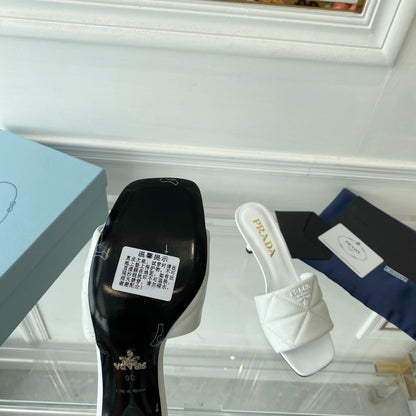 PRA QUILTED HIGH HEELS SANDALS 65 WHITE LAMBSKIN