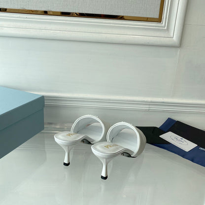 PRA QUILTED HIGH HEELS SANDALS 65 WHITE LAMBSKIN