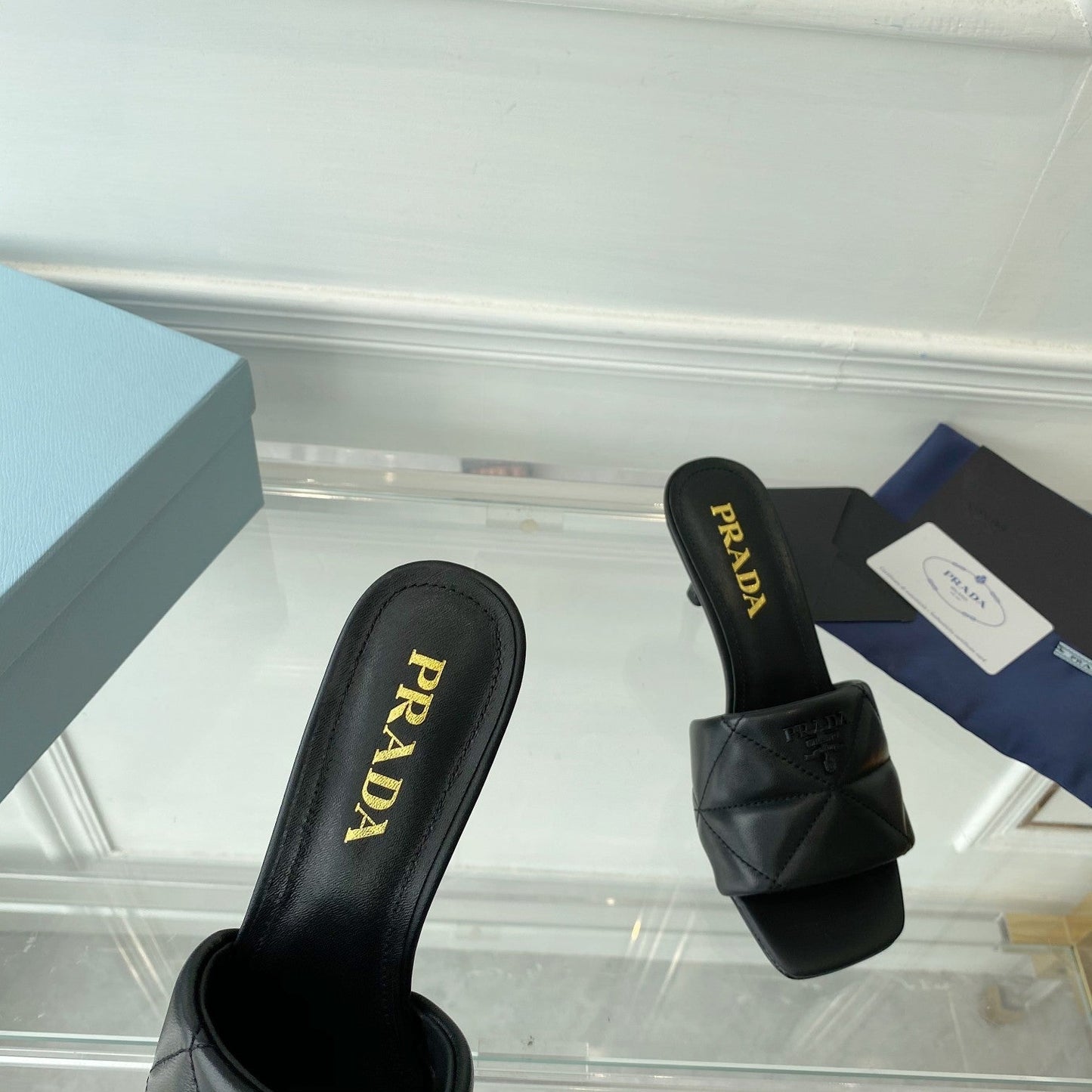 PRA QUILTED HIGH HEELS SANDALS 65 BLACK LAMBSKIN