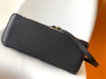 PETIT PALAIS PM LARGE SHOULDER BAG 34 IN BLACK MIX BEIGE EMBOSSED COWHIDE GOLD-TONE HARDWARE