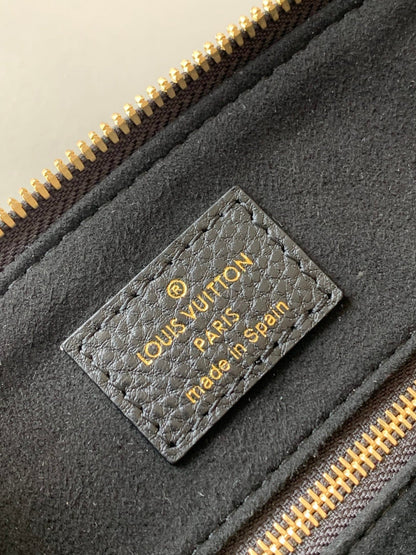 PETIT PALAIS PM LARGE SHOULDER BAG 34 IN BLACK MIX BEIGE EMBOSSED COWHIDE GOLD-TONE HARDWARE