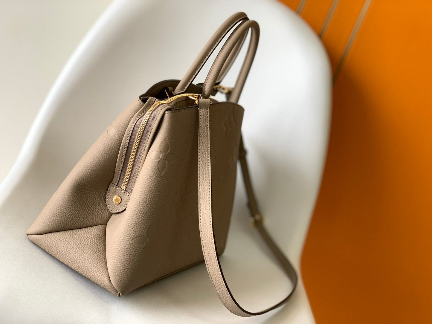 PETIT PALAIS PM MEDIUM SHOULDER BAG 29 IN BROWN EMBOSSED COWHIDE GOLD-TONE HARDWARE