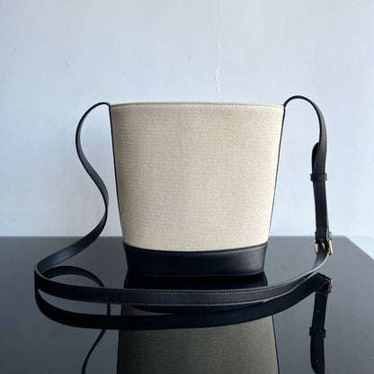 BUCKET CUIR TRIOMPHE 24 BLACK WHITE CALFSKIN