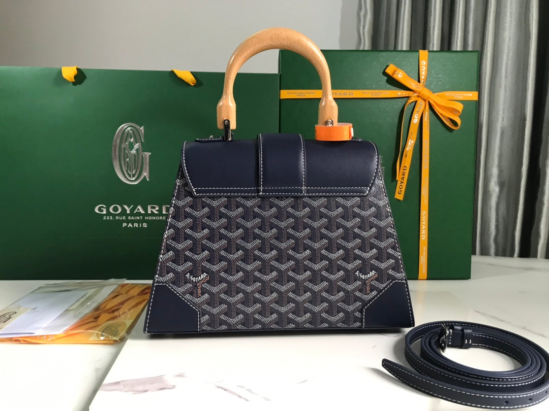 SAÏGON PM BAG 28 IN NAVY BLUE GOYARDINE CANVAS AND CALFSKIN